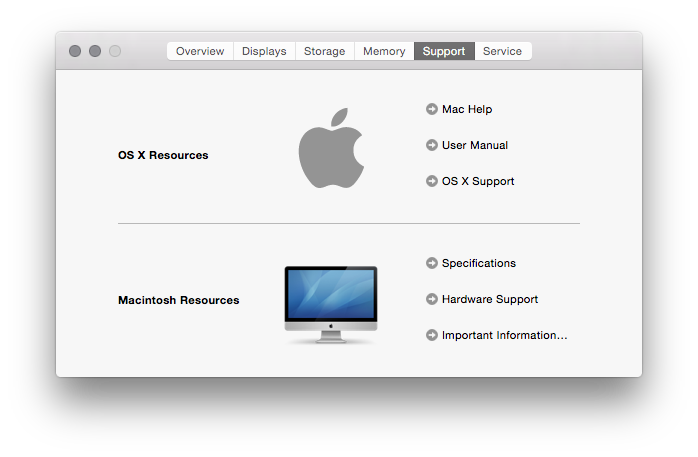 Support details of the iMac